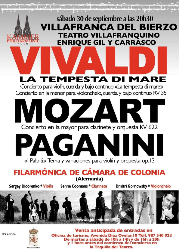 La Filarmónica de Cámara de Colonia interpreta en Villafranca a Vivaldi, Mozart y Paganini