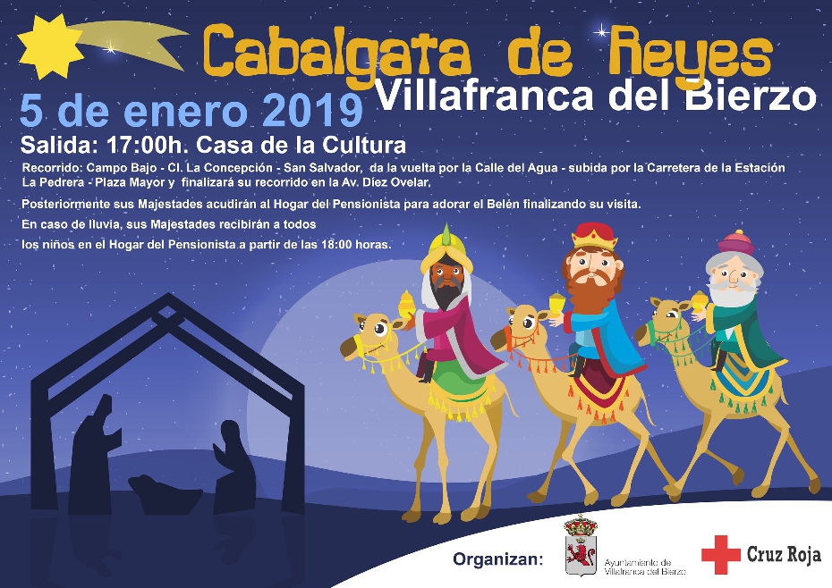 El sábado 5 de Enero llegan los Reyes Magos a Villafranca del Bierzo.